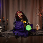 Lighted and Animated Fortune Teller Halloween Decoration - 20" - Multicolor Lights